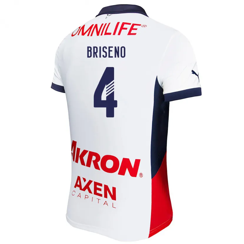 Danxen Heren Antonio Briseño #4 Wit Rood Blauw Uitshirt Uittenue 2024/25 T-Shirt