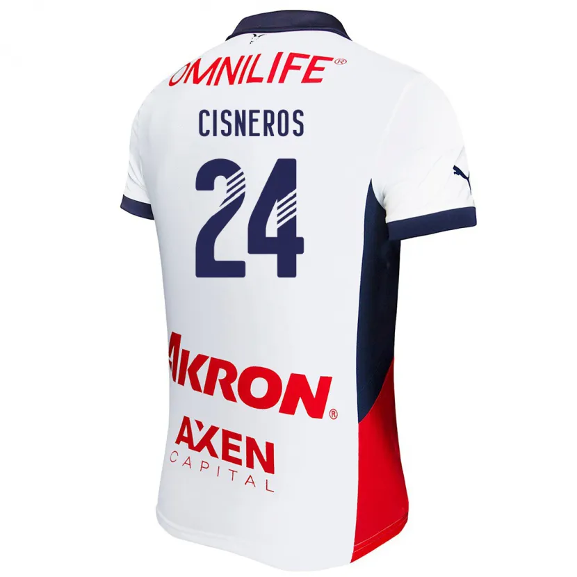 Danxen Heren Carlos Cisneros #24 Wit Rood Blauw Uitshirt Uittenue 2024/25 T-Shirt