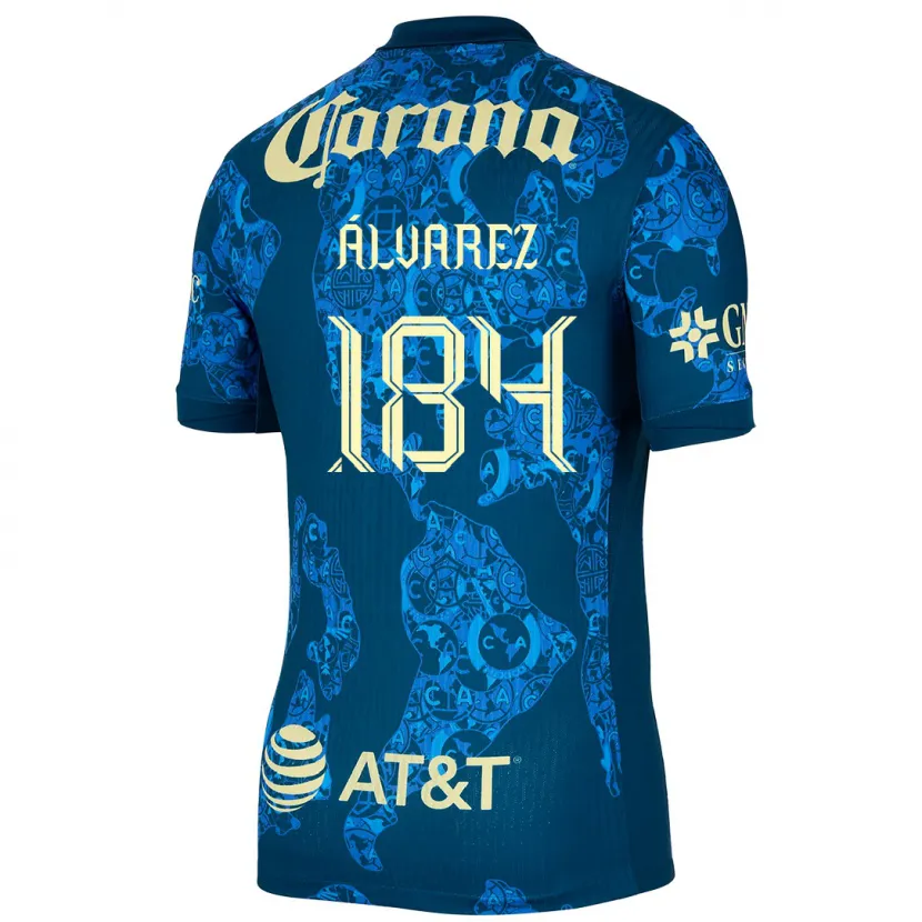 Danxen Heren Antonio Álvarez #184 Blauw Geel Uitshirt Uittenue 2024/25 T-Shirt