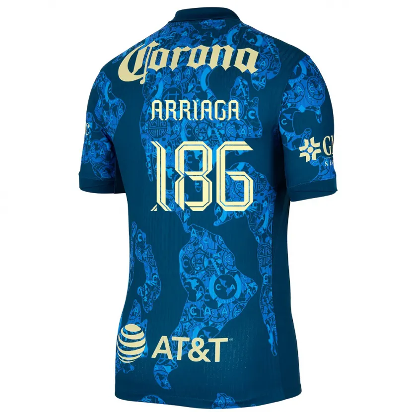 Danxen Heren Diego Arriaga #186 Blauw Geel Uitshirt Uittenue 2024/25 T-Shirt