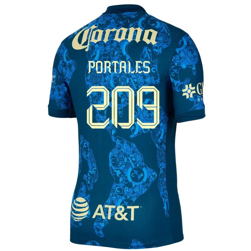 Danxen Heren Walter Portales #209 Blauw Geel Uitshirt Uittenue 2024/25 T-Shirt