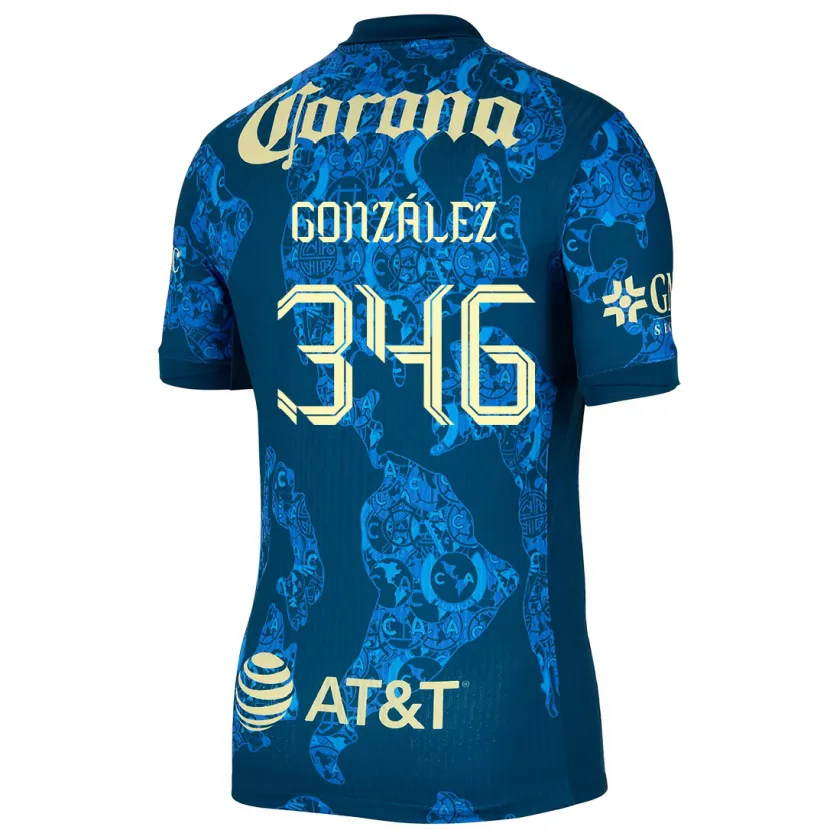 Danxen Heren Ricardo González #346 Blauw Geel Uitshirt Uittenue 2024/25 T-Shirt