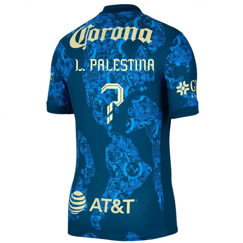 Danxen Heren Leonardo Palestina #0 Blauw Geel Uitshirt Uittenue 2024/25 T-Shirt