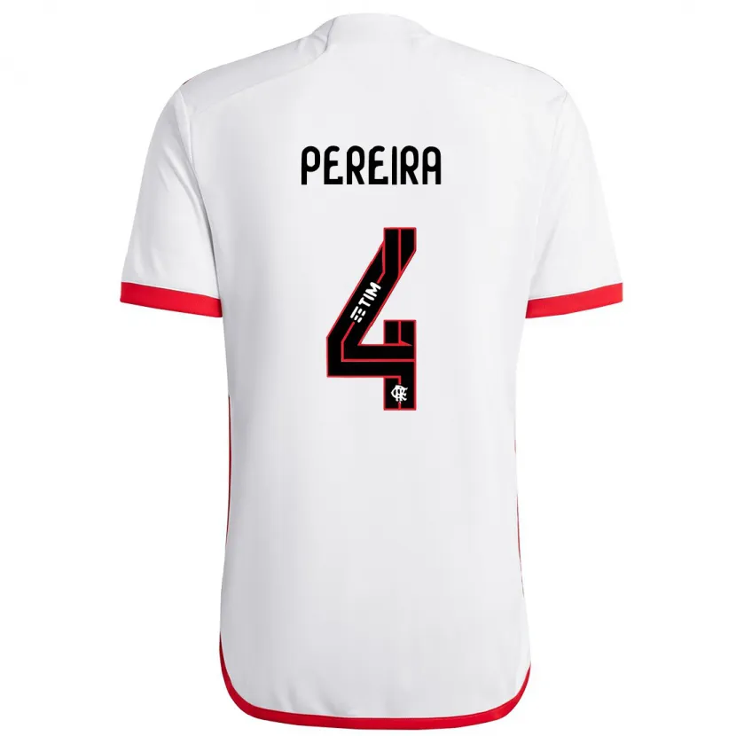 Danxen Heren Léo Pereira #4 Wit Rood Uitshirt Uittenue 2024/25 T-Shirt