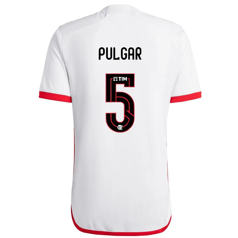 Danxen Heren Erick Pulgar #5 Wit Rood Uitshirt Uittenue 2024/25 T-Shirt