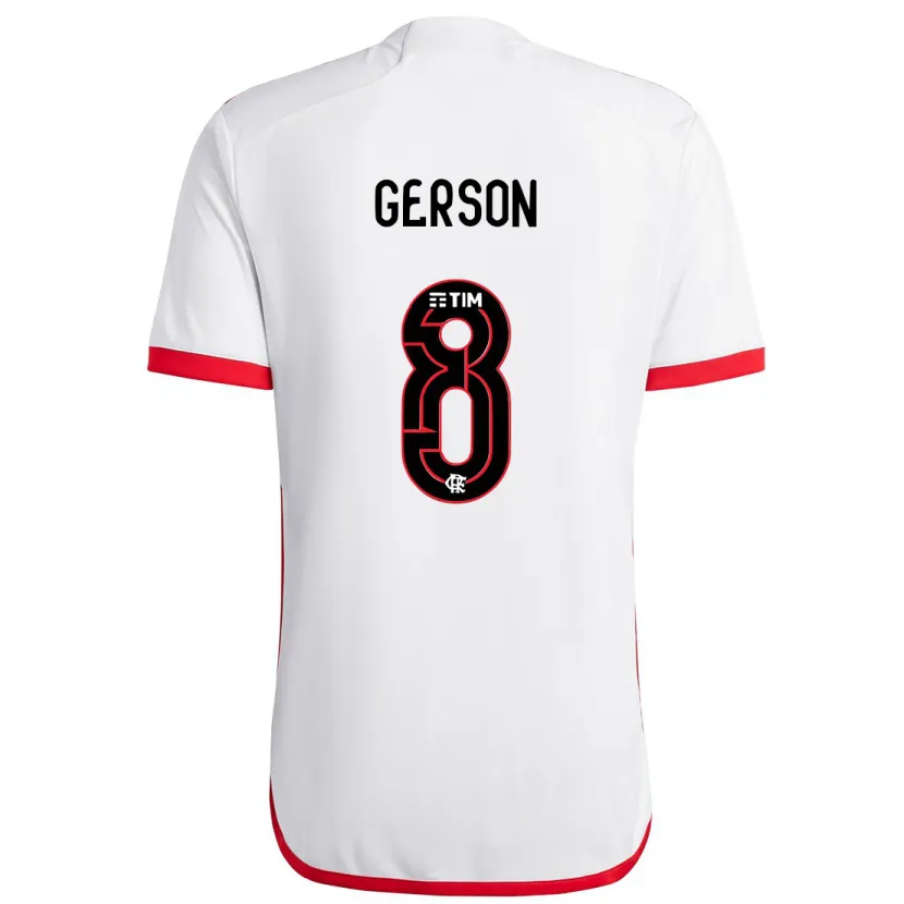 Danxen Heren Gerson #8 Wit Rood Uitshirt Uittenue 2024/25 T-Shirt