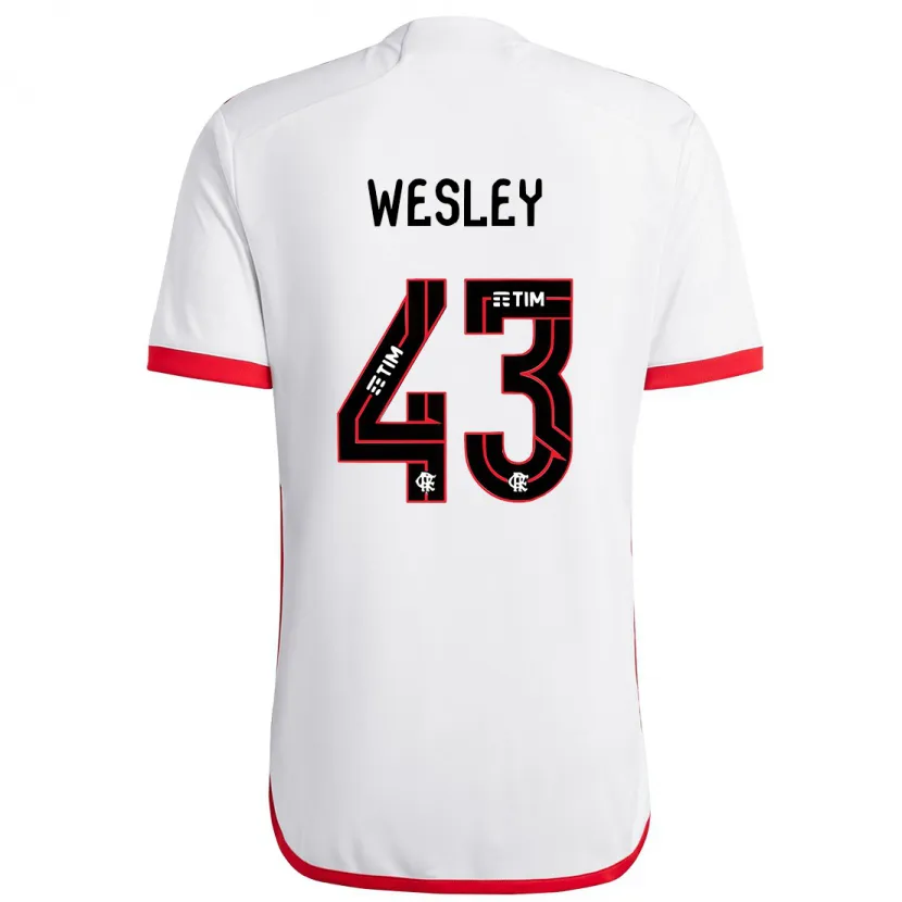 Danxen Heren Wesley #43 Wit Rood Uitshirt Uittenue 2024/25 T-Shirt