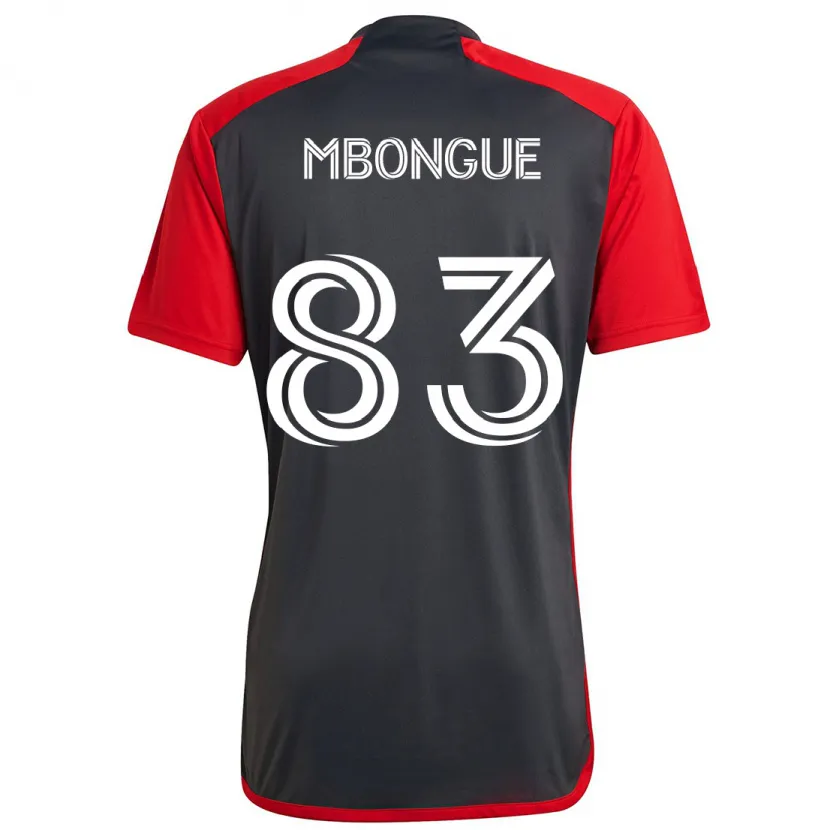 Danxen Dames Hugo Mbongue #83 Grijs Rood Thuisshirt Thuistenue 2024/25 T-Shirt