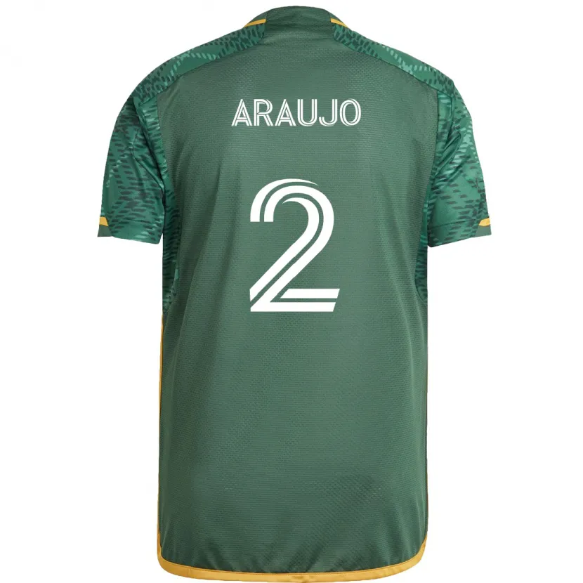 Danxen Dames Miguel Araujo #2 Groen Oranje Thuisshirt Thuistenue 2024/25 T-Shirt