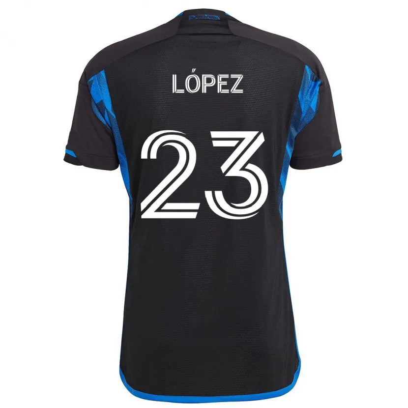 Danxen Dames Hernán López #23 Blauw Zwart Thuisshirt Thuistenue 2024/25 T-Shirt