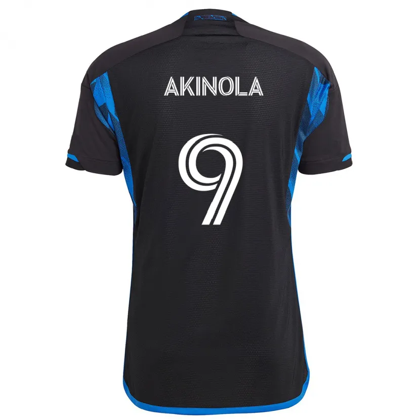 Danxen Dames Ayo Akinola #9 Blauw Zwart Thuisshirt Thuistenue 2024/25 T-Shirt