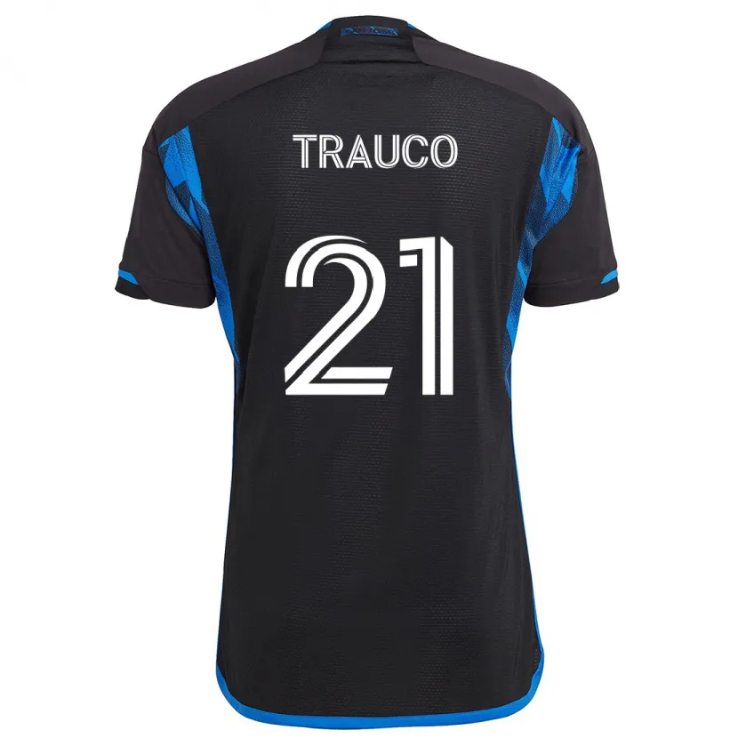 Danxen Dames Miguel Trauco #21 Blauw Zwart Thuisshirt Thuistenue 2024/25 T-Shirt