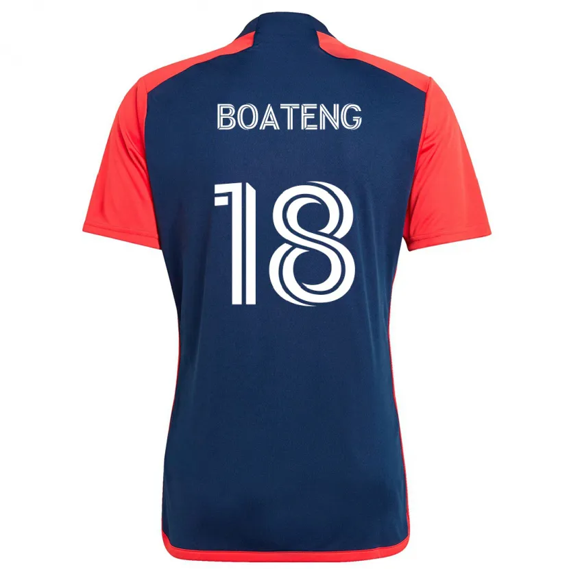 Danxen Dames Emmanuel Boateng #18 Blauw Rood Thuisshirt Thuistenue 2024/25 T-Shirt