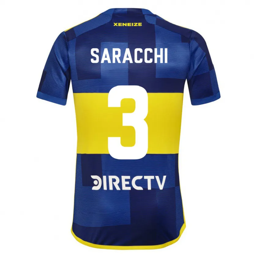 Danxen Dames Marcelo Saracchi #3 Blauw Geel Thuisshirt Thuistenue 2024/25 T-Shirt