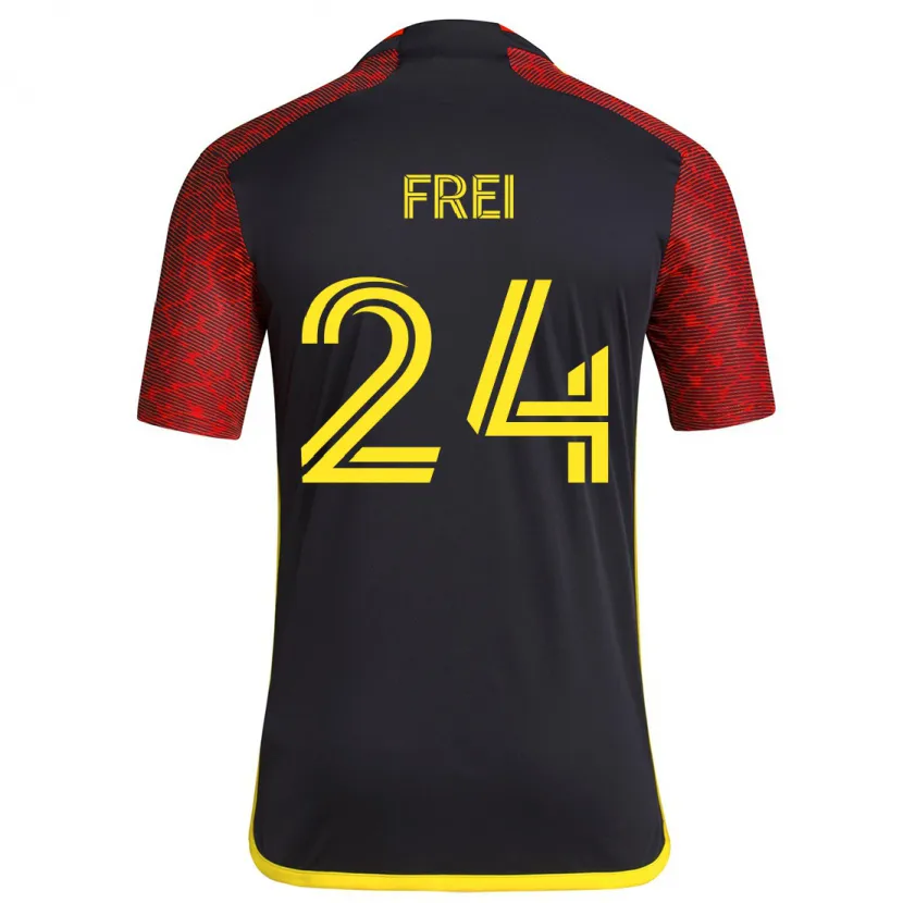 Danxen Dames Stefan Frei #24 Rood Zwart Uitshirt Uittenue 2024/25 T-Shirt