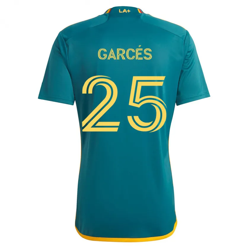 Danxen Dames Carlos Garcés #25 Groen Geel Uitshirt Uittenue 2024/25 T-Shirt