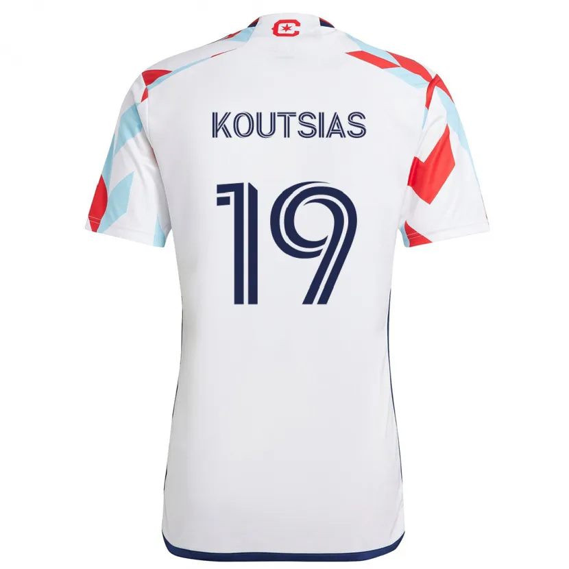 Danxen Dames Georgios Koutsias #19 Wit Rood Blauw Uitshirt Uittenue 2024/25 T-Shirt