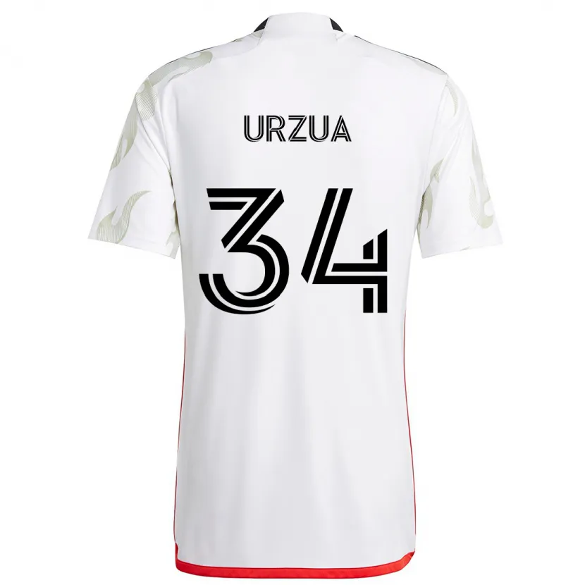 Danxen Dames Alejandro Urzua #34 Wit Rood Zwart Uitshirt Uittenue 2024/25 T-Shirt