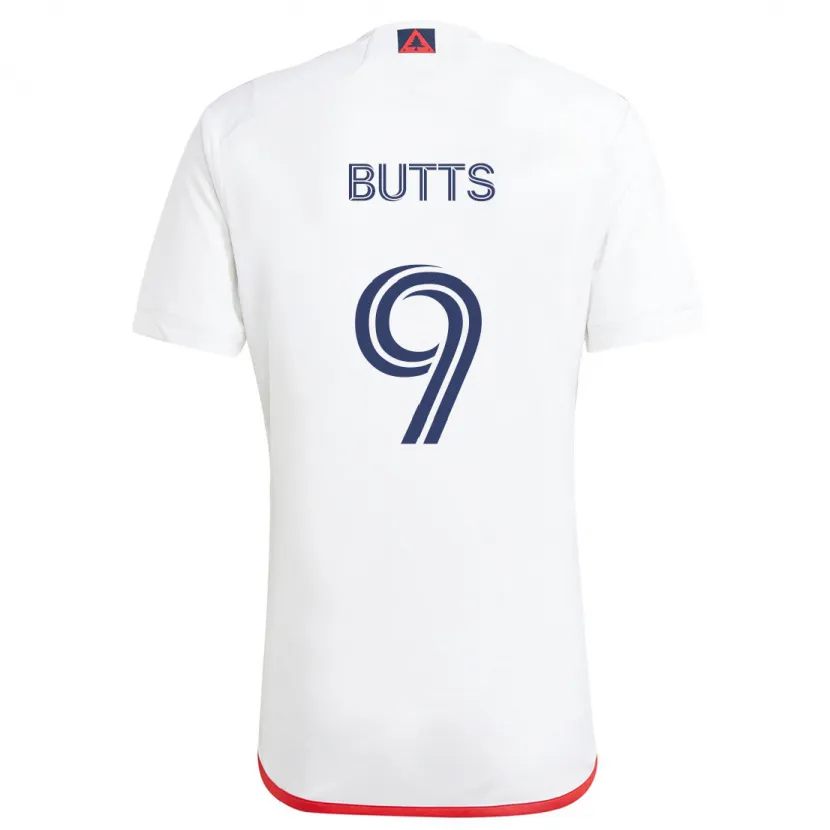 Danxen Dames Liam Butts #9 Wit Rood Uitshirt Uittenue 2024/25 T-Shirt