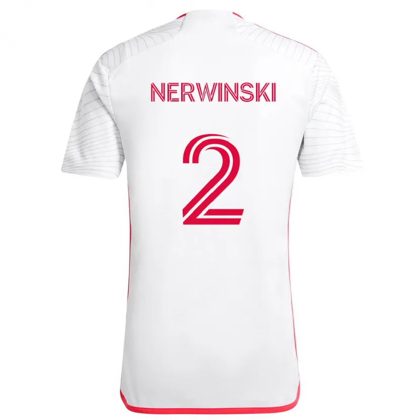 Danxen Dames Jake Nerwinski #2 Wit Rood Uitshirt Uittenue 2024/25 T-Shirt