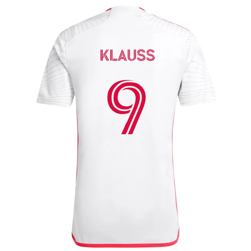 Danxen Dames João Klauss #9 Wit Rood Uitshirt Uittenue 2024/25 T-Shirt