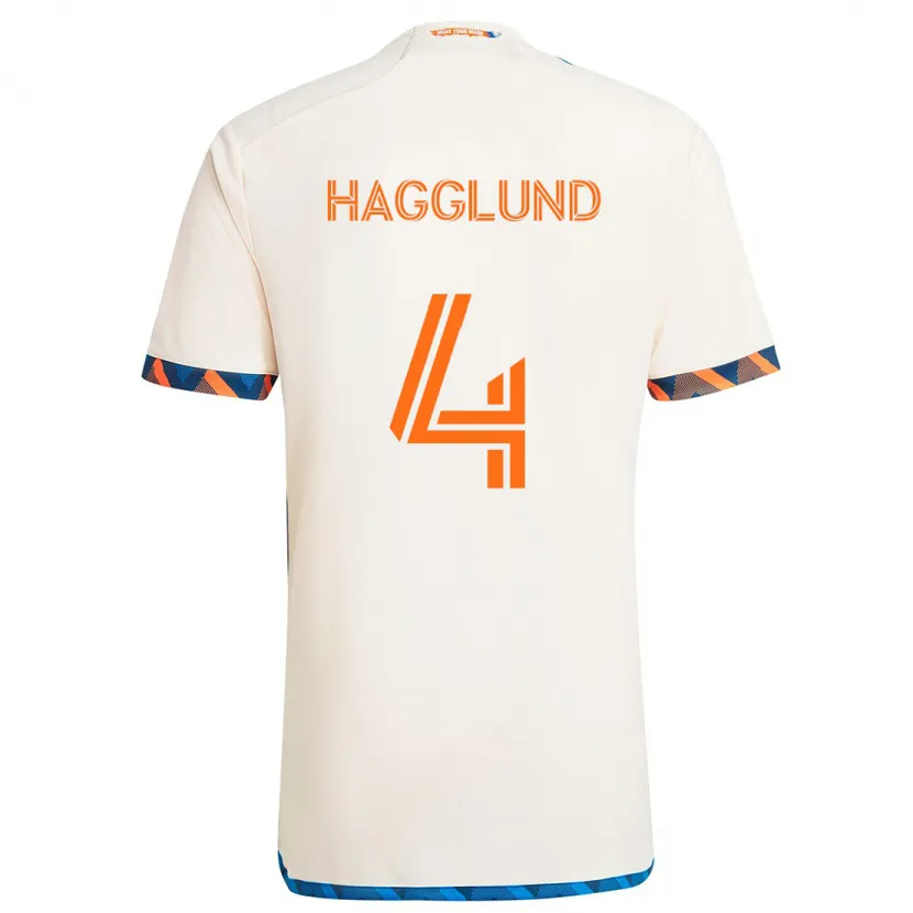 Danxen Dames Nick Hagglund #4 Wit Oranje Uitshirt Uittenue 2024/25 T-Shirt