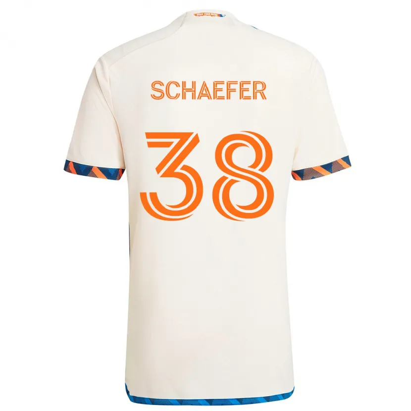 Danxen Dames Brian Schaefer #38 Wit Oranje Uitshirt Uittenue 2024/25 T-Shirt