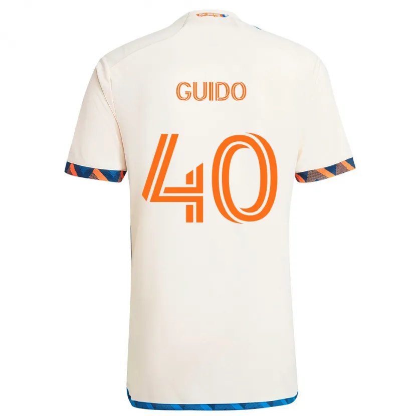 Danxen Dames Alejandro Guido #40 Wit Oranje Uitshirt Uittenue 2024/25 T-Shirt