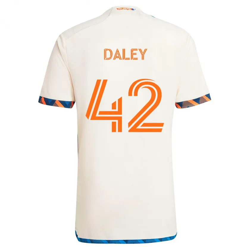 Danxen Dames Amir Daley #42 Wit Oranje Uitshirt Uittenue 2024/25 T-Shirt