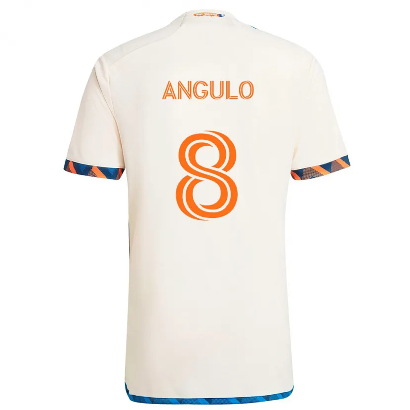 Danxen Dames Marco Angulo #8 Wit Oranje Uitshirt Uittenue 2024/25 T-Shirt