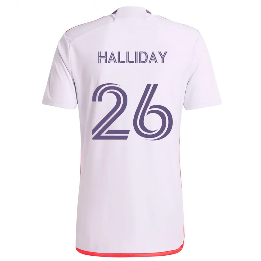 Danxen Dames Michael Halliday #26 Wit Rood Paars Uitshirt Uittenue 2024/25 T-Shirt