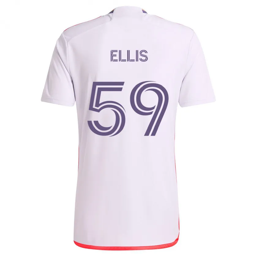 Danxen Dames Justin Ellis #59 Wit Rood Paars Uitshirt Uittenue 2024/25 T-Shirt