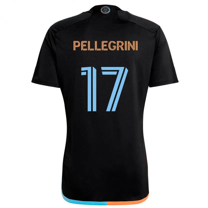 Danxen Dames Matías Pellegrini #17 Zwart Oranje Blauw Uitshirt Uittenue 2024/25 T-Shirt