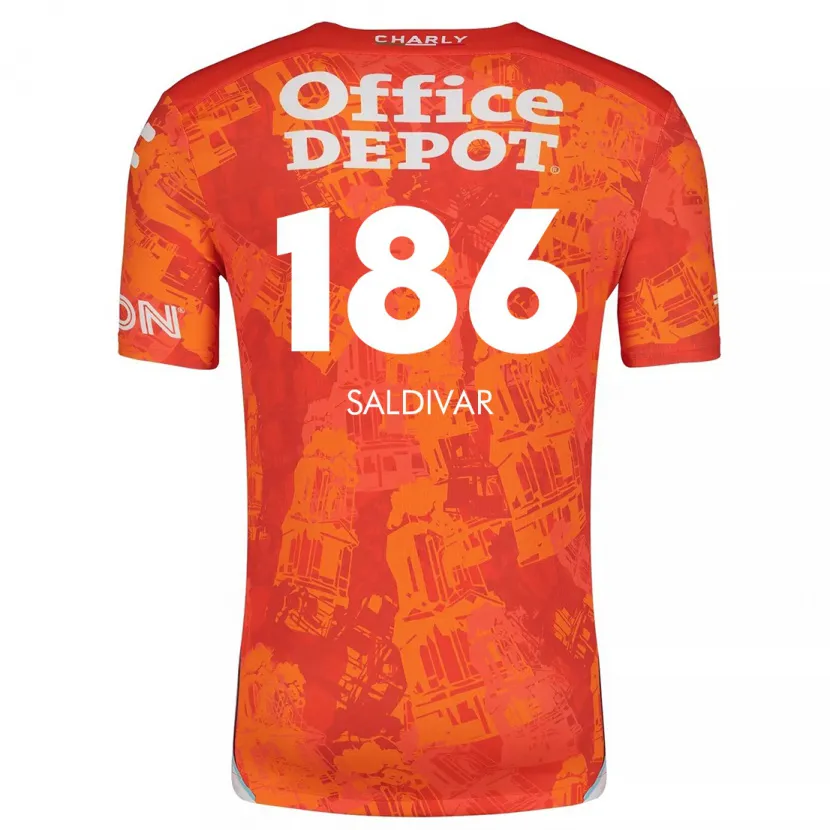 Danxen Dames José Saldívar #186 Oranje Wit Uitshirt Uittenue 2024/25 T-Shirt