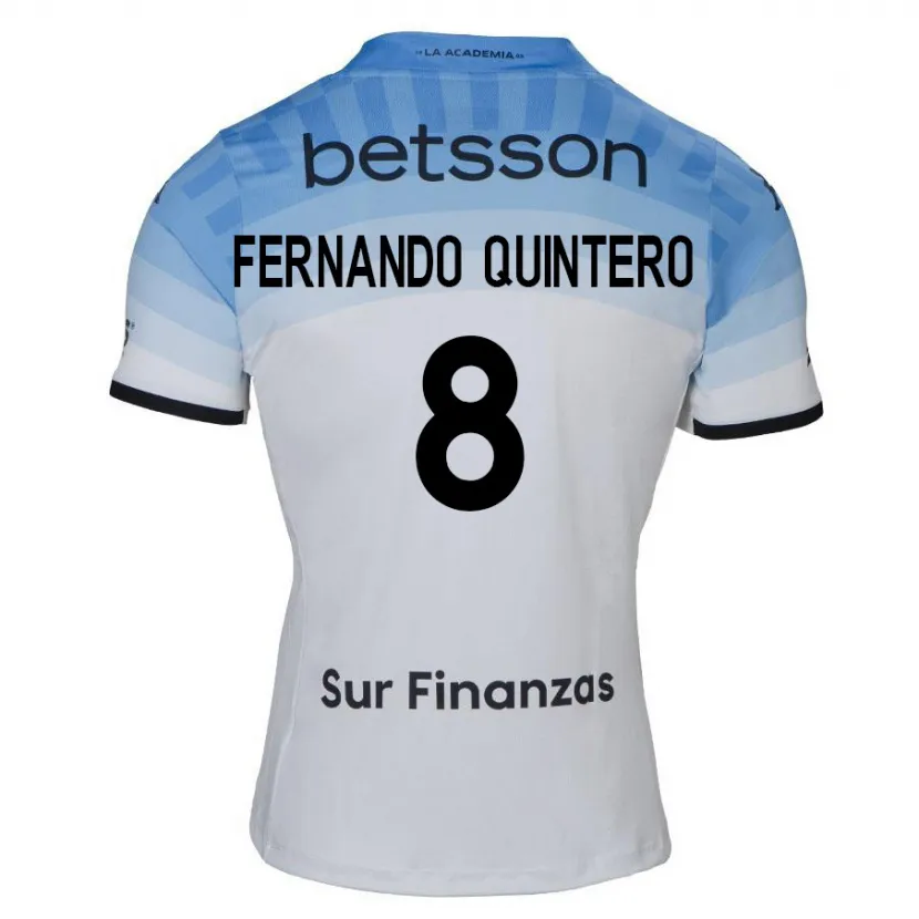 Danxen Dames Juan Fernando Quintero #8 Wit Blauw Zwart Uitshirt Uittenue 2024/25 T-Shirt