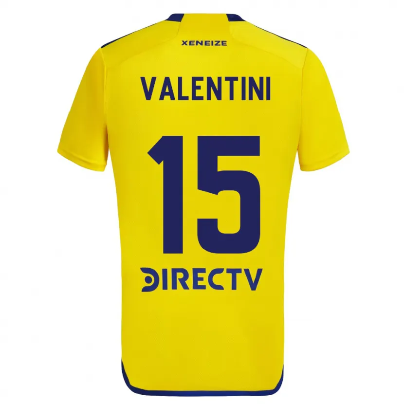 Danxen Dames Nicolás Valentini #15 Geel Blauw Uitshirt Uittenue 2024/25 T-Shirt