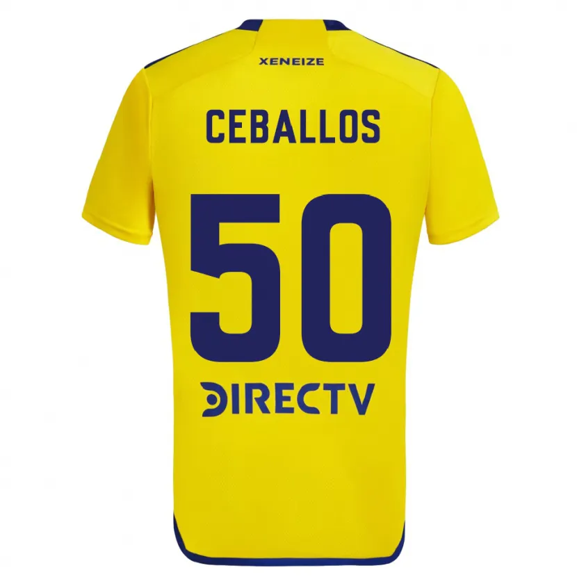 Danxen Dames Julián Ceballos #50 Geel Blauw Uitshirt Uittenue 2024/25 T-Shirt