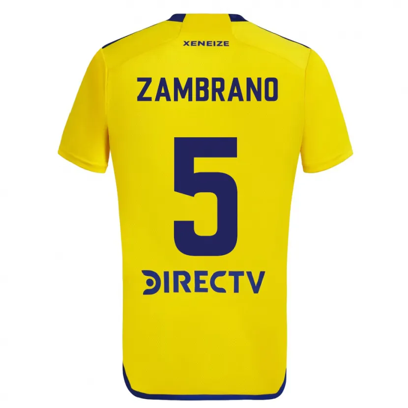 Danxen Dames Carlos Zambrano #5 Geel Blauw Uitshirt Uittenue 2024/25 T-Shirt