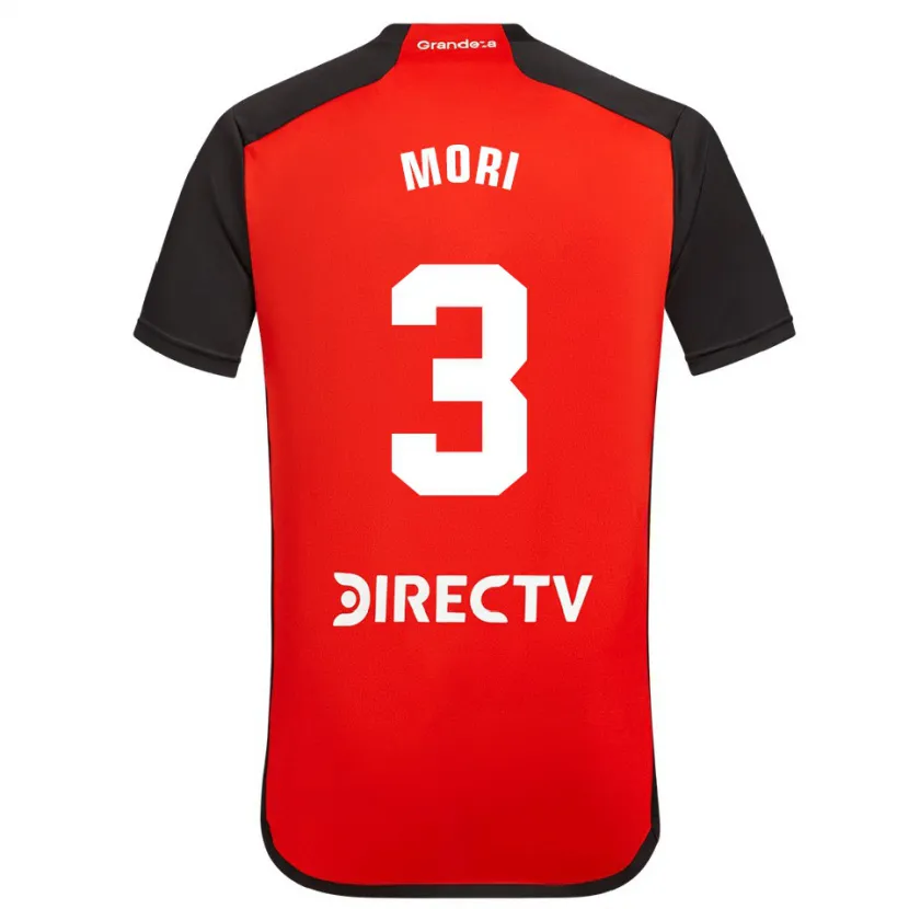 Danxen Dames Ramiro Funes Mori #3 Rood Zwart Wit Uitshirt Uittenue 2024/25 T-Shirt