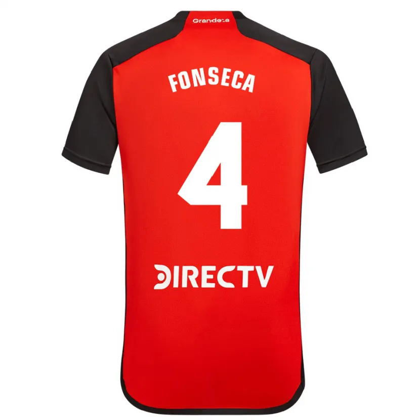 Danxen Dames Nicolás Fonseca #4 Rood Zwart Wit Uitshirt Uittenue 2024/25 T-Shirt