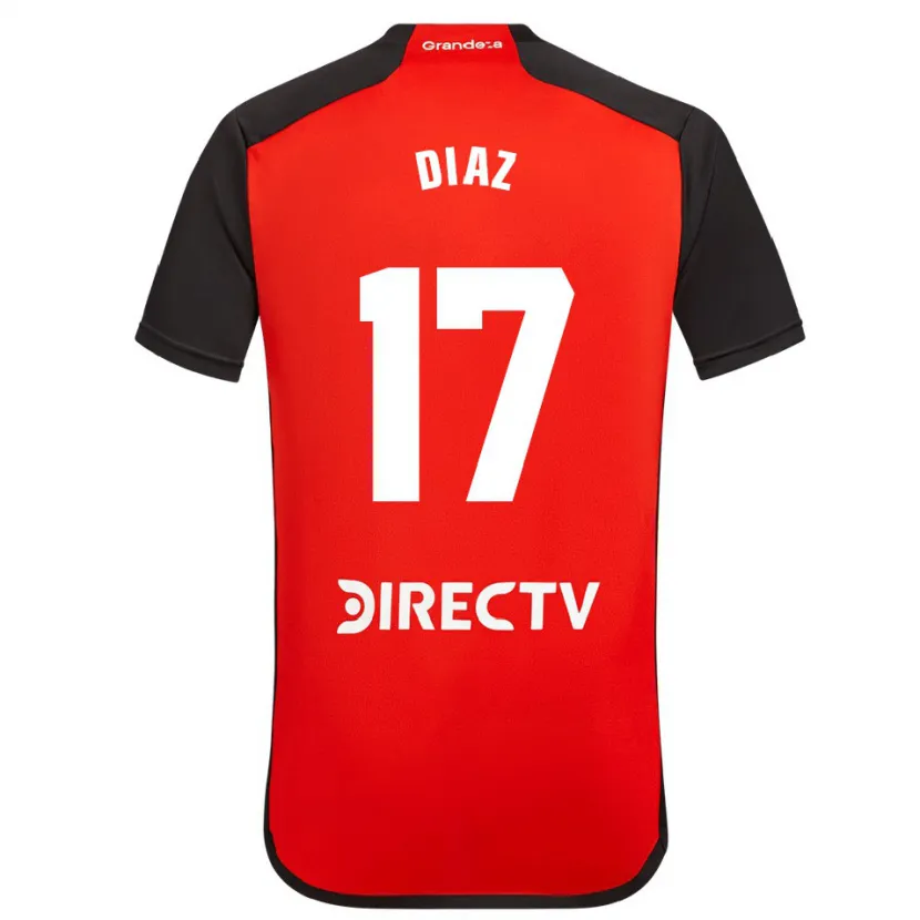 Danxen Dames Paulo Díaz #17 Rood Zwart Wit Uitshirt Uittenue 2024/25 T-Shirt