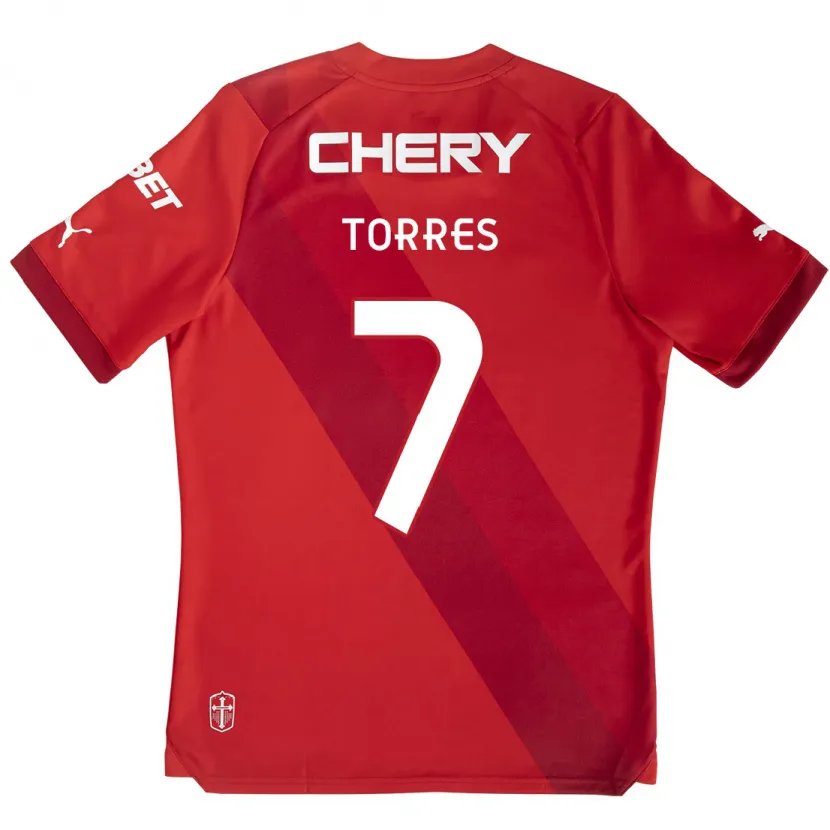 Danxen Dames Joaquín Torres #7 Rood Wit Uitshirt Uittenue 2024/25 T-Shirt