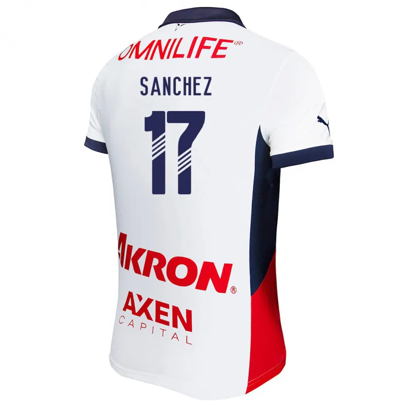 Danxen Dames Jesús Sánchez #17 Wit Rood Blauw Uitshirt Uittenue 2024/25 T-Shirt