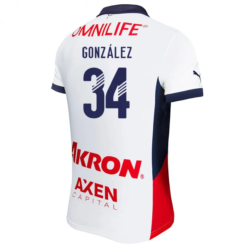 Danxen Dames Armando González #34 Wit Rood Blauw Uitshirt Uittenue 2024/25 T-Shirt