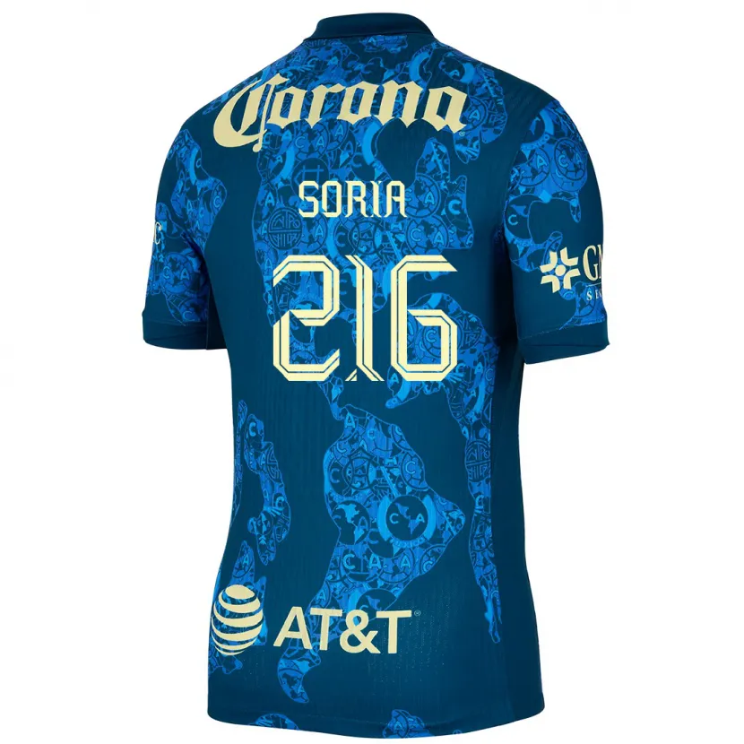 Danxen Dames Emiliano Soria #216 Blauw Geel Uitshirt Uittenue 2024/25 T-Shirt