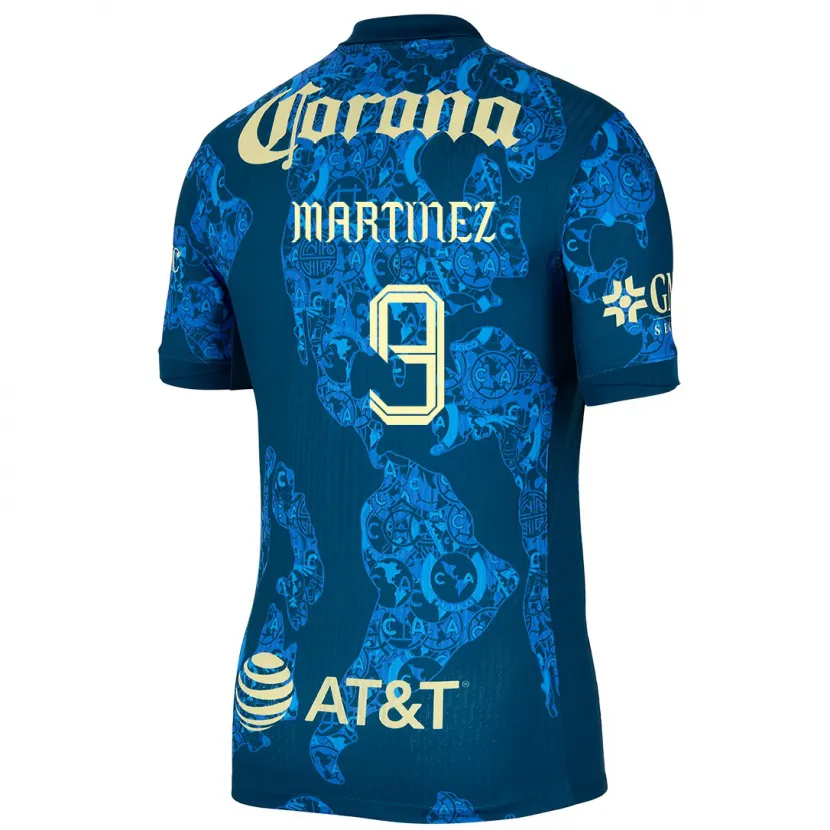 Danxen Dames Katty Martinez #9 Blauw Geel Uitshirt Uittenue 2024/25 T-Shirt