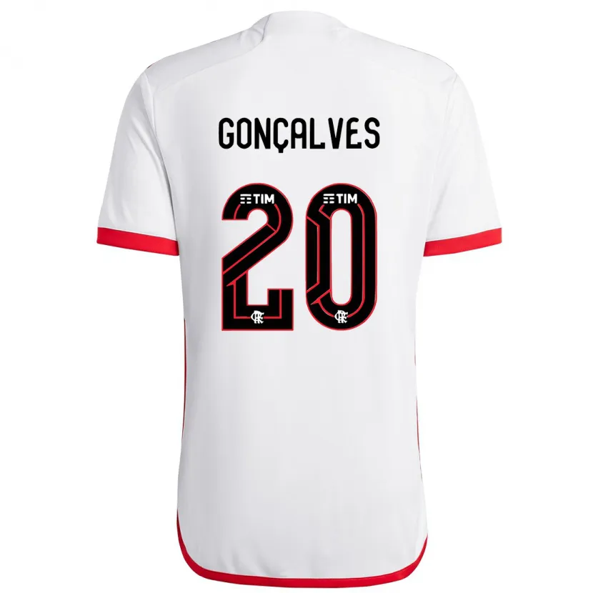 Danxen Dames Matheus Gonçalves #20 Wit Rood Uitshirt Uittenue 2024/25 T-Shirt