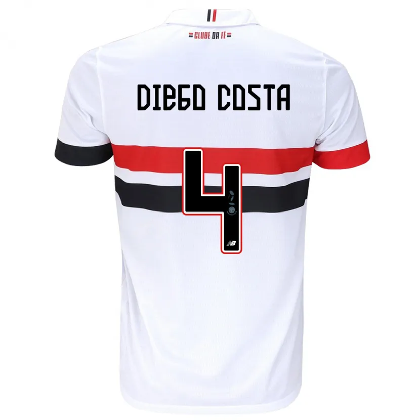 Danxen Kinderen Diego Costa #4 Wit Rood Zwart Thuisshirt Thuistenue 2024/25 T-Shirt