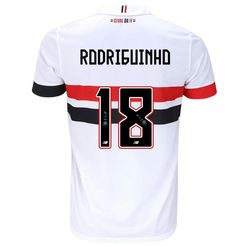 Danxen Kinderen Rodriguinho #18 Wit Rood Zwart Thuisshirt Thuistenue 2024/25 T-Shirt