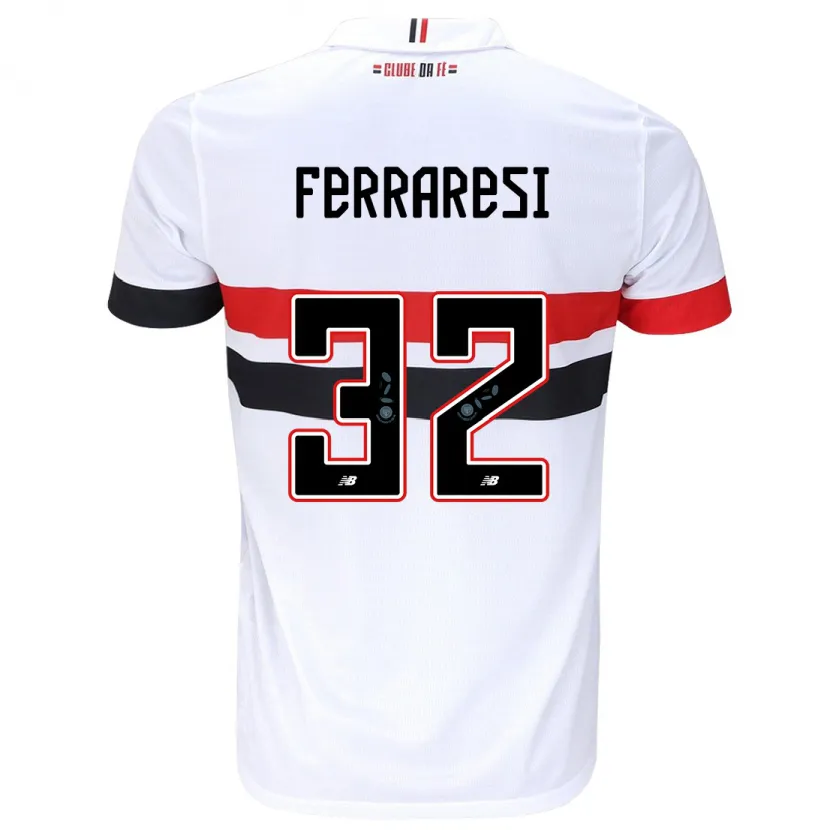 Danxen Kinderen Nahuel Ferraresi #32 Wit Rood Zwart Thuisshirt Thuistenue 2024/25 T-Shirt